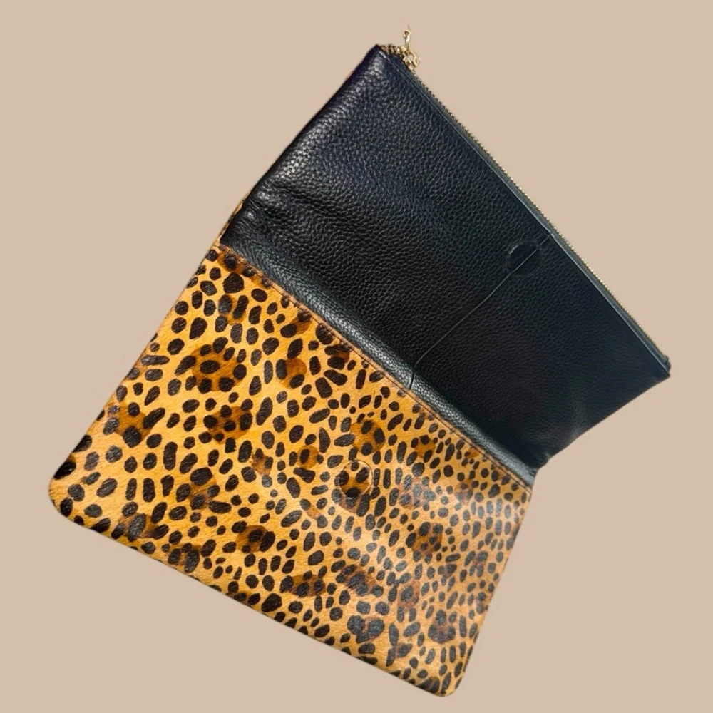 WHISTLES Leopard Print Chapel Foldover‎ Clutch Bag